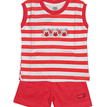 BOYS STRIPED SLEEVELESS T-SHIRT AND SHORTS RED SET