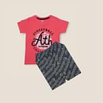 BOYS SET LITE GRAPHIC PRINTED PEACH AND NAVY BLUE SET