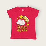 GIRLS SLEEVE T-SHIRT ROUND GRAPHIC PRINTED PEACH T-SHIRT (FRONT)