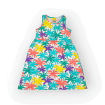 GIRLS FROCK SLEEVELESS FABRIC MULTICOLOR FLORAL PRINTED FROCK (FRONT)