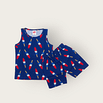 GIRLS SLEEVELESS CO-ORD SET POPSICLES PRINTED NAVY BLUE SET